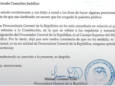 Miriám Germán reitera su rechazo a la modificación constitucional para designar al jefe del MP