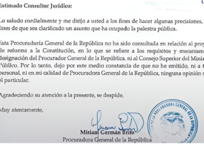 Miriám Germán reitera su rechazo a la modificación constitucional para designar al jefe del MP