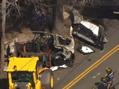 Dos muertos y edificio en llamas tras accidente automovilístico en Westchester