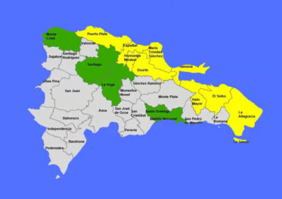 COE pone 9 provincias en alerta amarilla y 4 junto al Distrito Nacional en verde