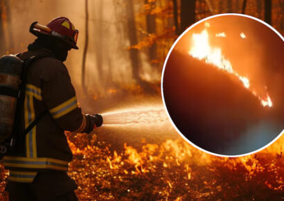 Bomberos colombianos luchan contra incendio en el Parque Natural Chingaza