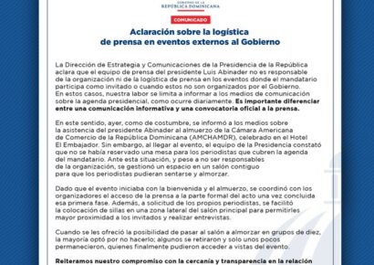 Presidencia aclara su rol en la logística de prensa durante el evento de AMCHAMDR