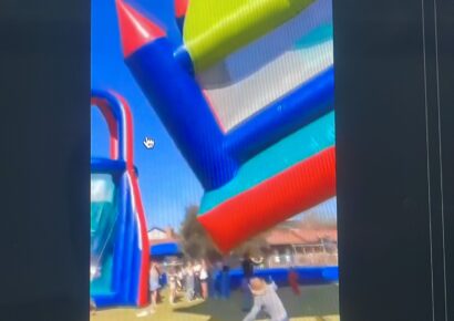 Lo último: Viento arrastra castillo inflable y niños salen volando en Krugersdorp, Sudáfrica
