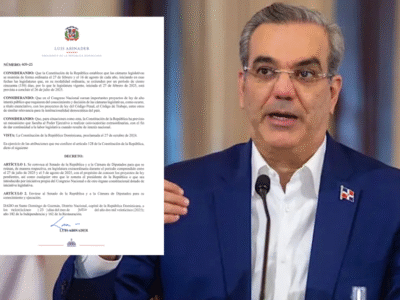 Presidente Abinader convoca legislatura extraordinaria para conocer proyectos claves como el Código Penal y el Código de Trabajo