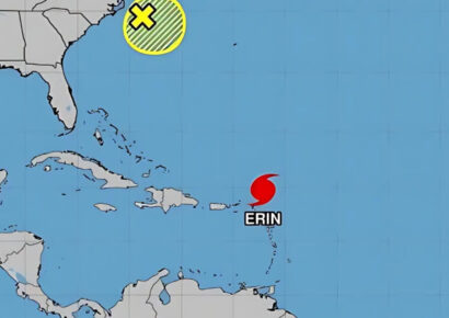 Huracán Erin gana fuerza rápidamente en el Atlántico y alcanza categoría 4