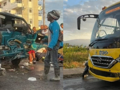 Autobús escolar TRAE colisiona con camión mientras se disponía a recoger estudiantes para llevarlos a sus centros educativos