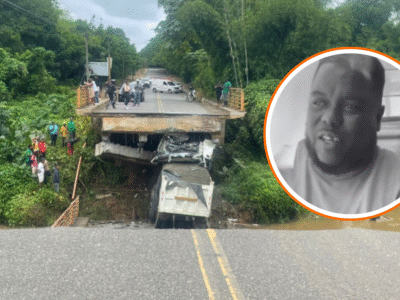 Conductor pierde la vida tras colapso de puente en Yamasá, Monte Plata