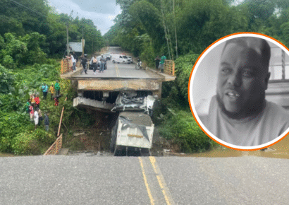 Conductor pierde la vida tras colapso de puente en Yamasá, Monte Plata