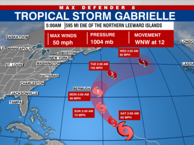 Gabrielle podría convertirse en huracán este domingo; oleaje afectará Bermudas