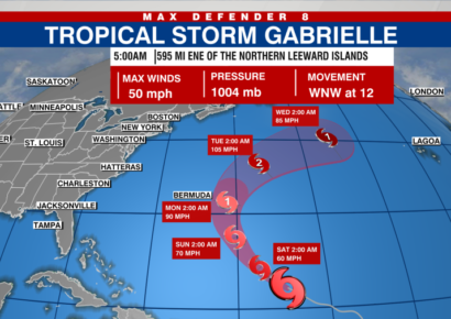 Gabrielle podría convertirse en huracán este domingo; oleaje afectará Bermudas