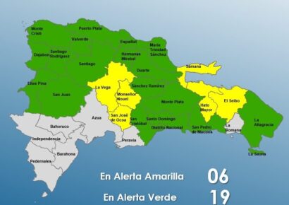 COE mantiene seis provincias en alerta amarilla y eleva a 19 las de alerta verde por efectos de vaguada