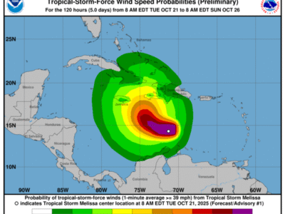 Tormenta tropical Melissa se aproxima a Haití y podría intensificarse hasta convertirse en huracán