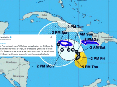 Melissa podría girar al oeste y convertirse en huracán: “La trayectoria cambiará el fin de semana”