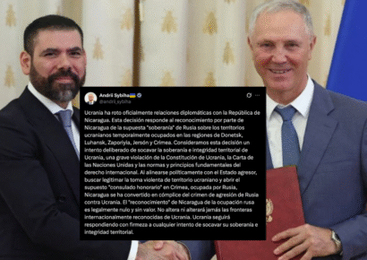 Ucrania rompe relaciones diplomáticas con Nicaragua por reconocimiento de territorios ocupados