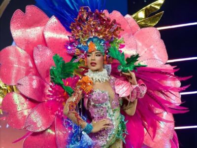 Jennifer Ventura deslumbra en Miss Universo 2025 con traje típico inspirado en la rosa de Bayahíbe y elegante traje de gala