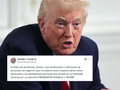 Trump declara cerrado el espacio aéreo sobre Venezuela en medio de tensiones con Maduro