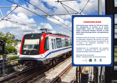 OPRET restablece servicio en Línea 1 tras avería entre Mamá Tingó y Hermanas Mirabal