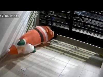 ¡Ni Santa se salvó! Hombre roba muñeco inflable de una casa en México