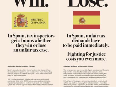 Anuncio en el Financial Times denuncia supuesta “lógica perversa” de la Agencia Tributaria española