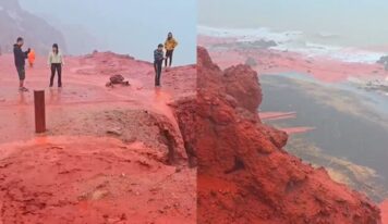 Impactante espectáculo natural tiñe de rojo las costas de la Isla de Ormuz, Irán