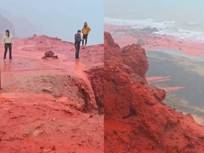 Impactante espectáculo natural tiñe de rojo las costas de la Isla de Ormuz, Irán