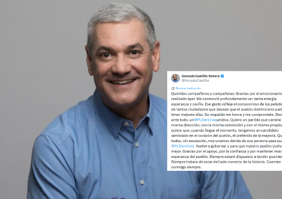 Gonzalo Castillo agradece respaldo a su precandidatura presidencial y llama a la unidad del PLD