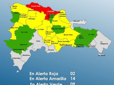 El COE coloca a Espaillat en alerta roja y mantiene 24 provincias bajo vigilancia