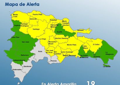 COE mantiene 18 provincias y el Distrito Nacional en alerta amarilla por lluvias