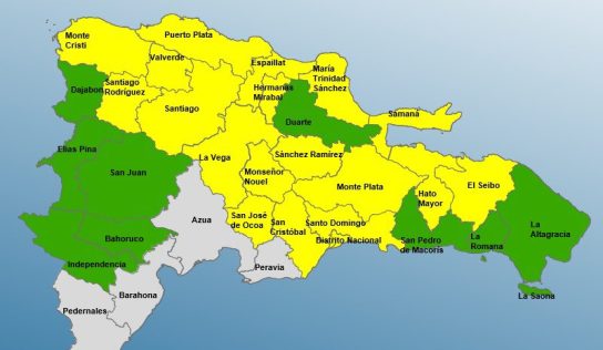 COE mantiene 18 provincias y el Distrito Nacional en alerta amarilla por lluvias
