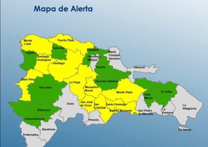 COE extiende alerta amarilla a 11 provincias y el DN por lluvias fuertes, y mantiene 10 en alerta verde