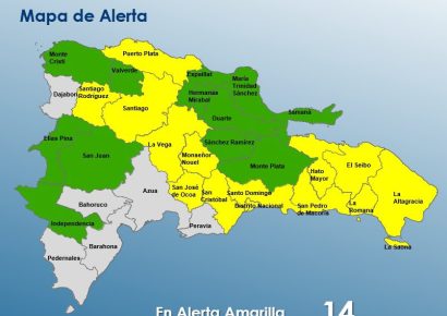 COE coloca 14 provincias en alerta amarilla y 12 en verde por efectos de una vaguada