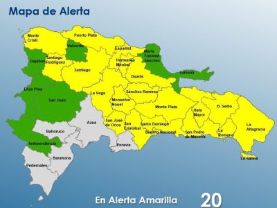 COE coloca 20 provincias en alerta amarilla y 7 en verde por vaguada