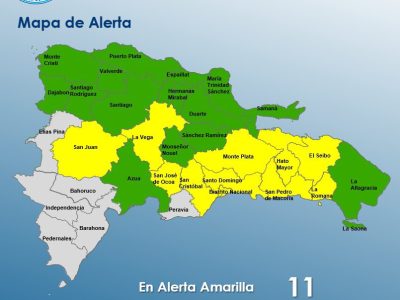 COE eleva a 11 las provincias en alerta amarilla por persistencia de lluvias