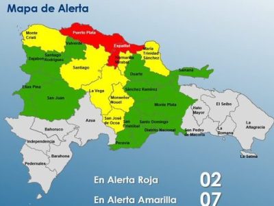 COE coloca dos provincias en alerta roja por lluvias