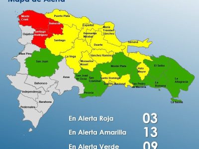 Monte Cristi, Santiago Rodríguez y Valverde suben a alerta roja por vaguada