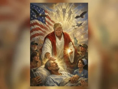 Trump desata controversia al publicar imagen donde se representa como un “Cristo sanador”