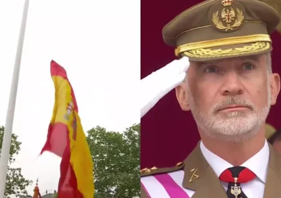 Caída de la bandera sorprende a Felipe VI en desfile de Vigo