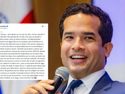 Omar Fernández agradece respaldo tras dos años en el Senado