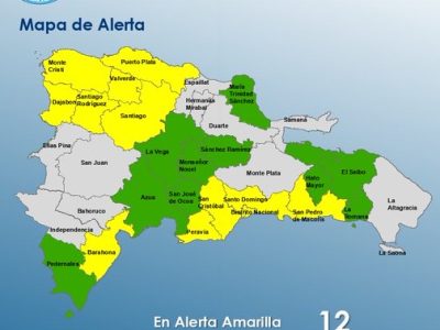 COE mantiene alerta por lluvias y tormentas: 12 provincias y el Distrito Nacional en amarilla y 10 en verde