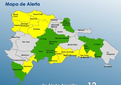 COE mantiene alerta por lluvias y tormentas: 12 provincias y el Distrito Nacional en amarilla y 10 en verde