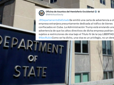 EE. UU. advierte a empresa extranjera por vínculos con Cuba