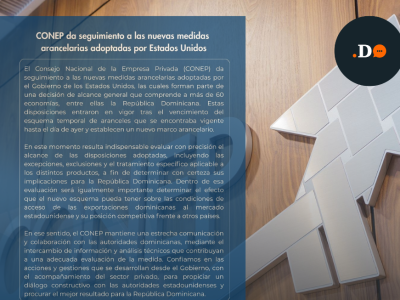 CONEP da seguimiento a nuevas medidas arancelarias de Estados Unidos que abarcan más de 60 economías, entre ellas RD