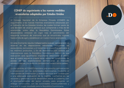 CONEP da seguimiento a nuevas medidas arancelarias de Estados Unidos que abarcan más de 60 economías, entre ellas RD