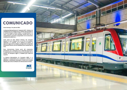 Metro de Santo Domingo ejecuta mantenimiento tras desprendimiento de placa