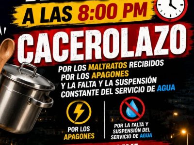 Ciudad Juan Bosch Unida convoca a cacerolazo por apagones y falta de agua