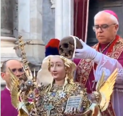 Catania exhibe el cráneo auténtico de Santa Águeda