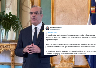 Abinader expresa solidaridad con Colombia tras terremoto de 7.4