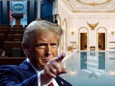 Trump vuelve a arremeter contra la prensa y sugiere reemplazar la sala de prensa por una piscina