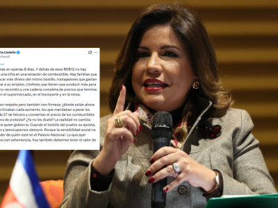 Margarita Cedeño critica alza de combustibles y cuestiona silencio oficial