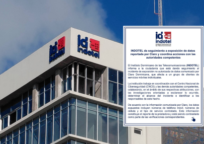 INDOTEL da seguimiento a exposición de datos reportada por Claro